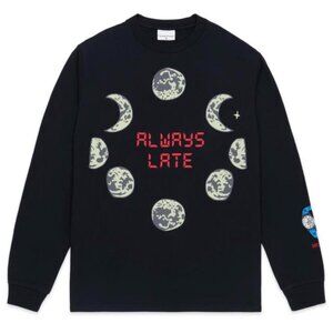 BNWOT Teddy Fresh "Always Late" Black Long-Sleeve Tee, Size M